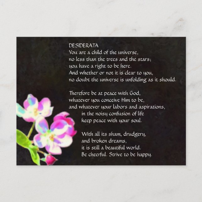 DESIDERATA Cosmic Blossoms postcard (Front)