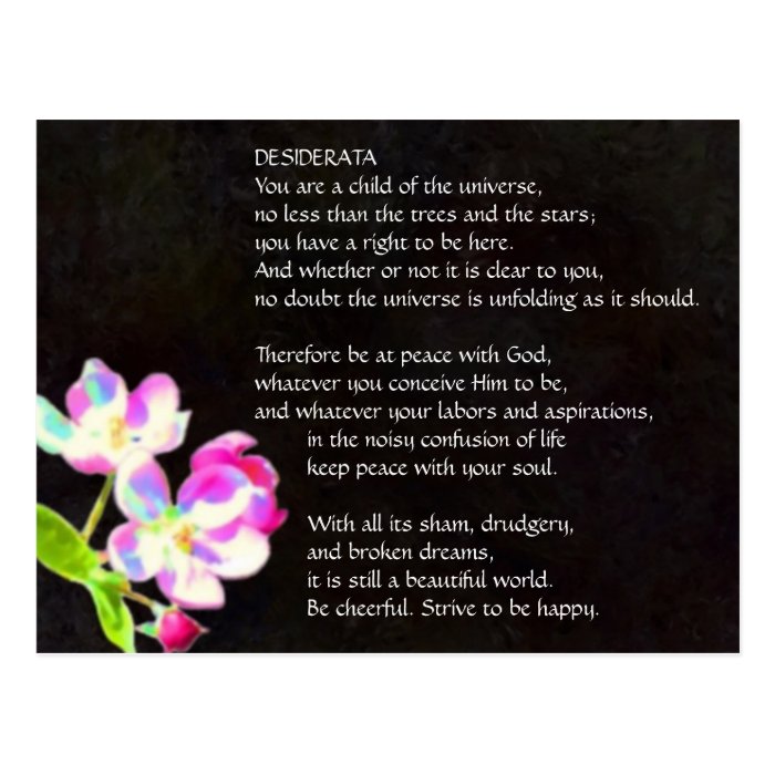 DESIDERATA Cosmic Blossoms postcard