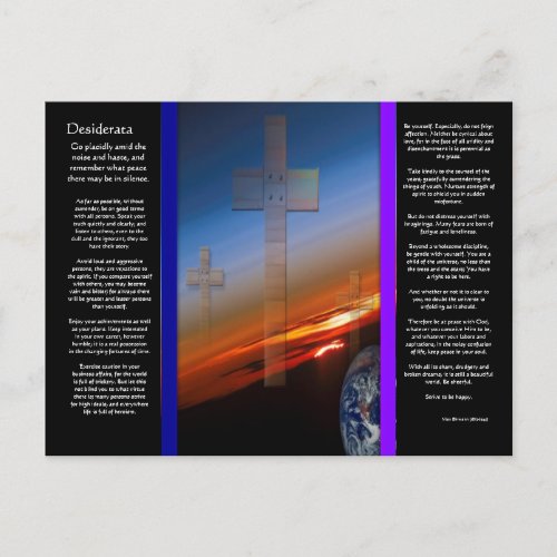 DESIDERATA Crosses Above Earth Postcard