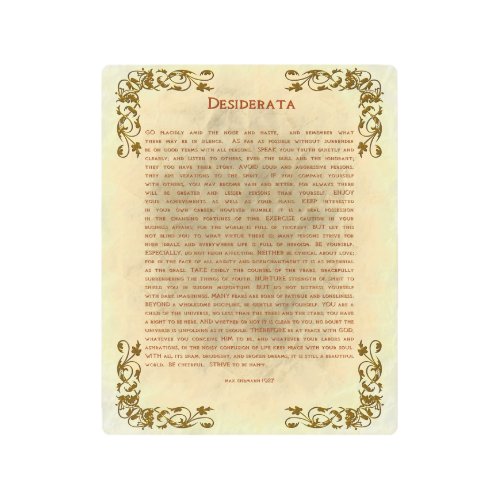 DESIDERATA DESIRED THINGS8x10 Metal Print