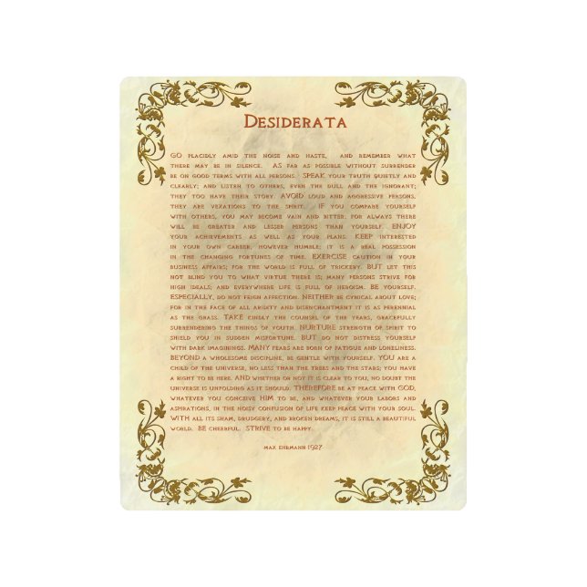 DESIDERATA (DESIRED THINGS)8x10 Metal Print (Front)