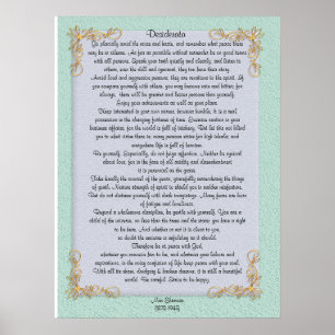 Desiderata "desired things", customizable colors poster