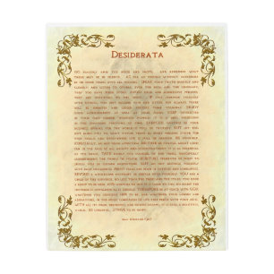 DESIDERATA (DESIRED THINGS) Gold Filigree Trim Metal Print