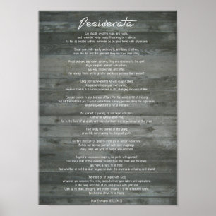 Desiderata "Desired Things" on Concrete Wall Poster