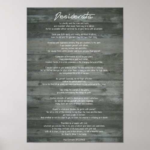 Desiderata Desired Things on Concrete Wall Poster