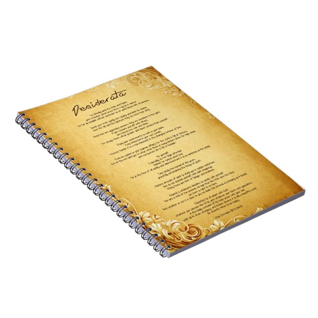 Desiderata "Desired Things" on Vintage Parchment Notebook (Right Side)