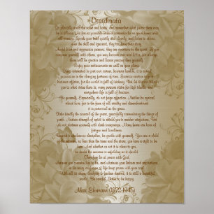 Desiderata "desired things", prose floral poster