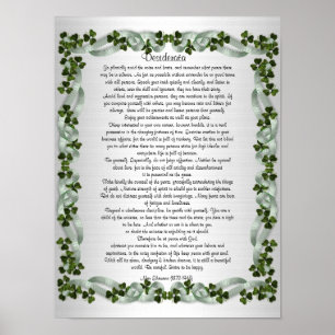 Desiderata "desired things" prose Irish background Poster