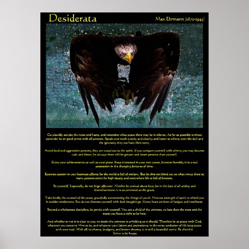Desiderata Eagle Over Water Posters