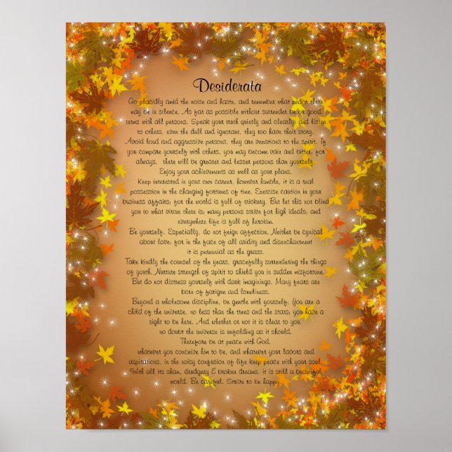 Desiderata Fall leaves background Poster (Front)