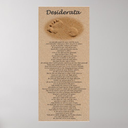 Desiderata _ Footprint on Sand Poster