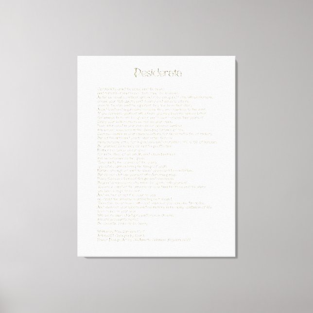Desiderata Golden Abalone ArtbrushUI Typography Canvas Print (Front)