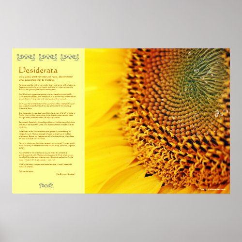 Desiderata _ Golden Sunflower Seeds Poster