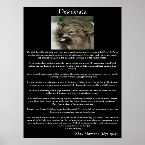 Desiderata Grey Wolves Posters