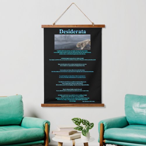 Desiderata Grey Wolves standing by a river bank  Hanging Tapestry