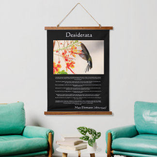 Desiderata Hummingbird buzzing a flower  Hanging Tapestry