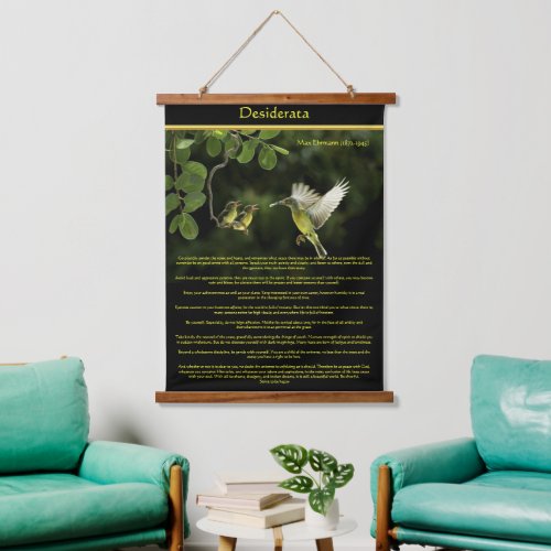 Desiderata Hummingbird feeding the baby Hanging Tapestry