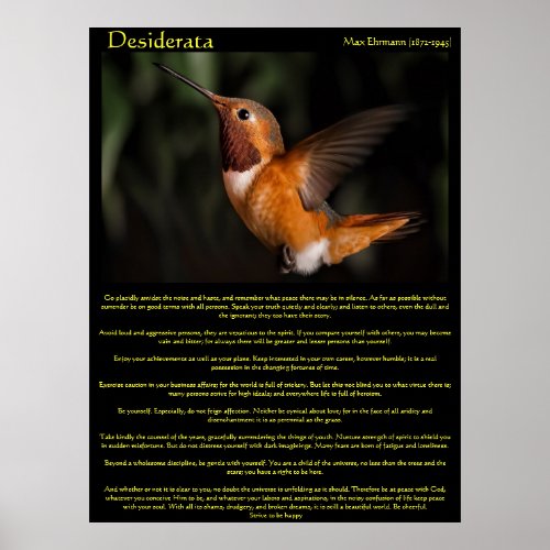 Desiderata Hummingbird Posters 2