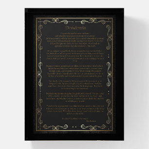 Desiderata In Gold and Black Paperweight