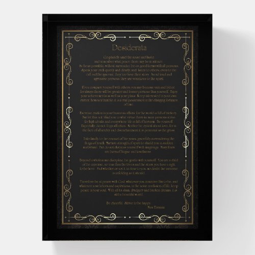 Desiderata In Gold and Black Paperweight