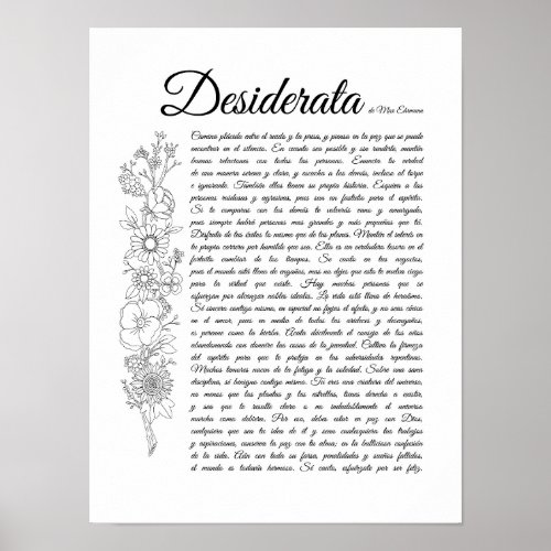 Desiderata in Spanish Poster
