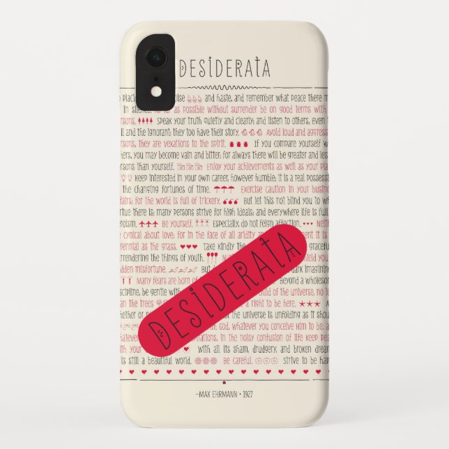 Desiderata Inspirational Poem in decorative text Case-Mate iPhone Case (Back)