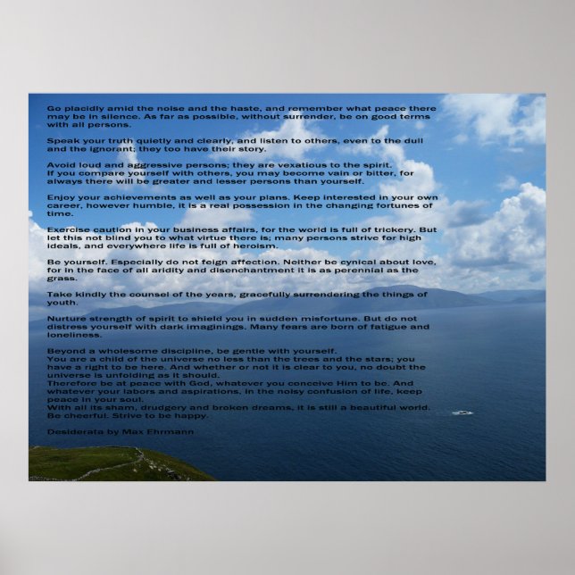 Desiderata inspirational poem poster (Front)
