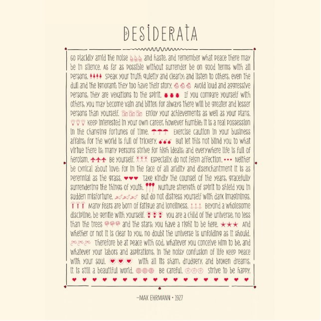 Desiderata Inspirational Poem Statuette (Front)