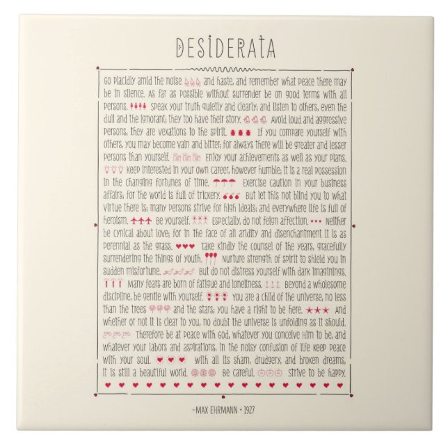 Desiderata Inspirational Poem Tile (Front)