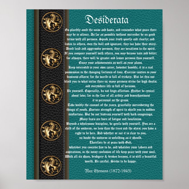 Desiderata leather look brass lions poster (Front)