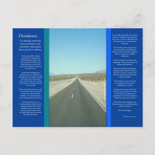 DESIDERATA Long Road Postcard (Front)