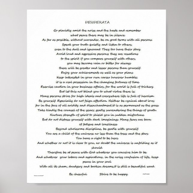 DESIDERATA MAX EHRMANN  POSTER (Front)