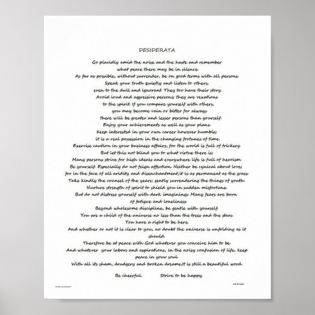 DESIDERATA MAX EHRMANN POSTER (Front)