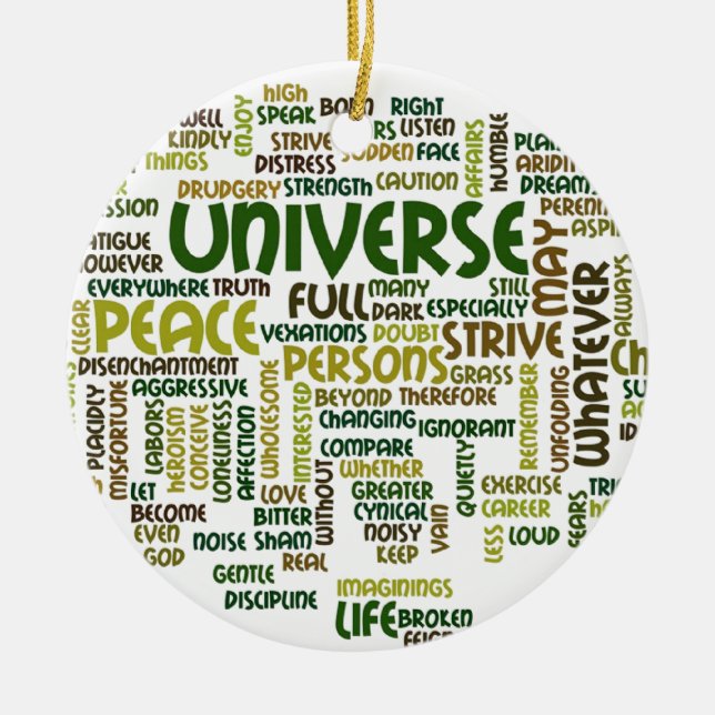 Desiderata Motivational Poem Words Pendant Ceramic Ornament (Front)