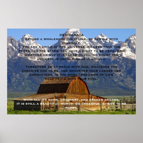 DESIDERATA Mountain Cabin Posters