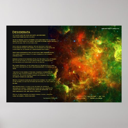 Desiderata _ North American and Pelican Nebulae Poster