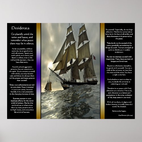 Desiderata Ocean Sail Boat Posters