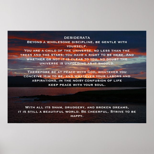 DESIDERATA Ocean Sunset Posters (Front)