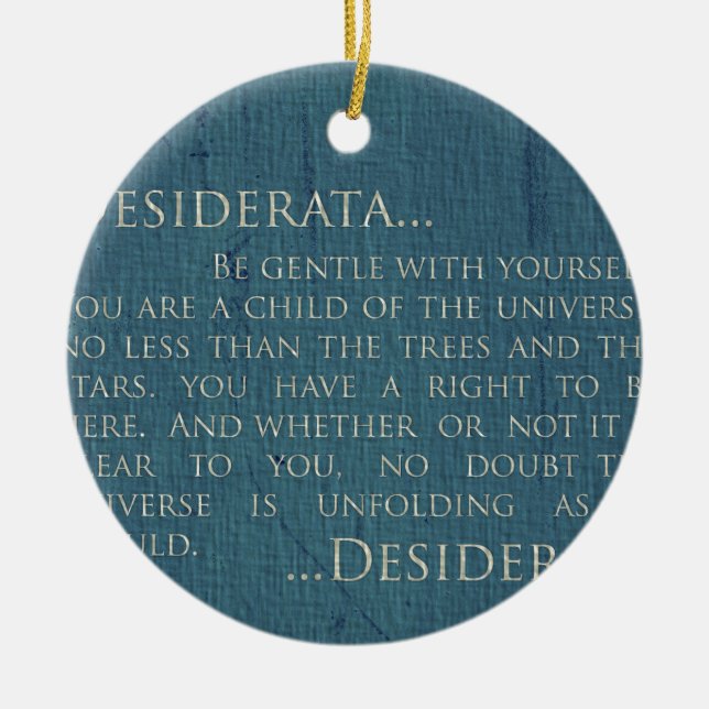 Desiderata On Canvas Ceramic Ornament (Front)