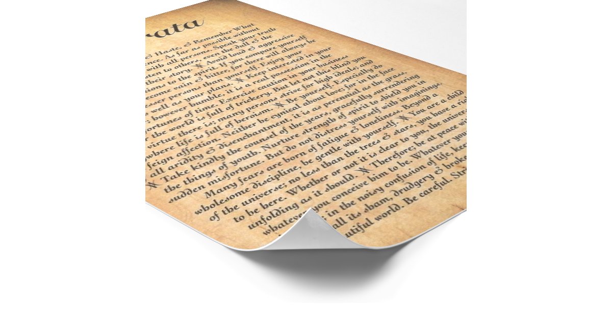 DESIDERATA on Embossed Wood Paper Poster | Zazzle