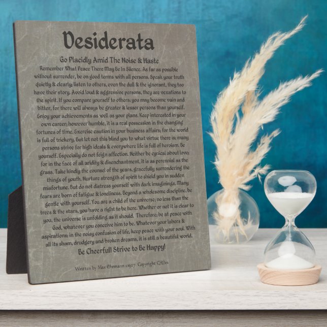 Desiderata on Gray Marble Plaque (Side)