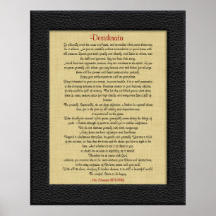 Desiderata on Linen leather look frame Poster