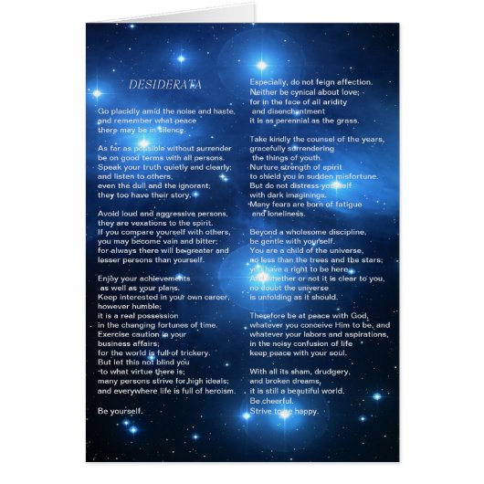 Desiderata on Pleiades Galaxy (Front)