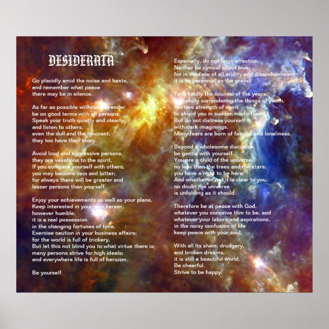 Desiderata on Rosette Galaxy Poster (Front)