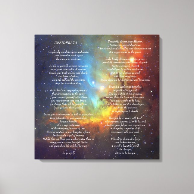 Desiderata on Tulip Galaxy Canvas Print (Front)