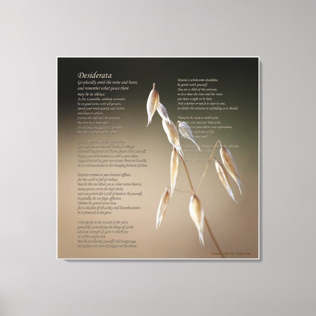 Desiderata on Wild Oat - LARGE Canvas Print (Front)