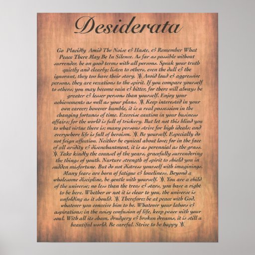 DESIDERATA on Wood Plank Poster