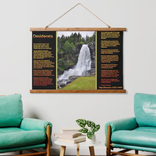 DESIDERATA Orange Waterfalls stream in the forest Hanging Tapestry