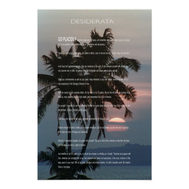 DESIDERATA Palm Tree Sundown Poster (Front)