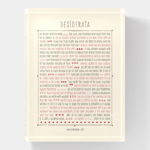 Desiderata Paperweight